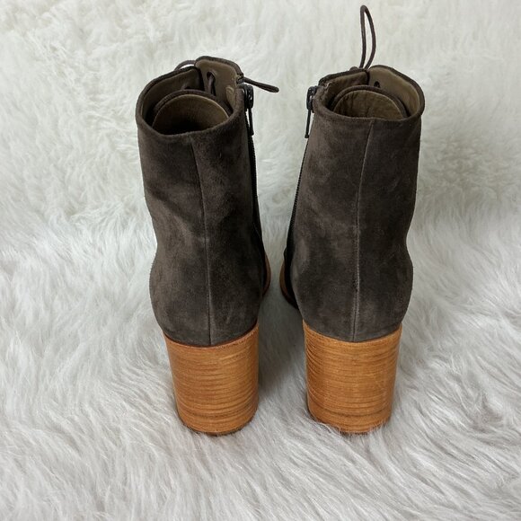 Coclico Brown Suede Lace Up Block Heel Side Zip Bani Boots EU 41 US 10 - Picture 4 of 10